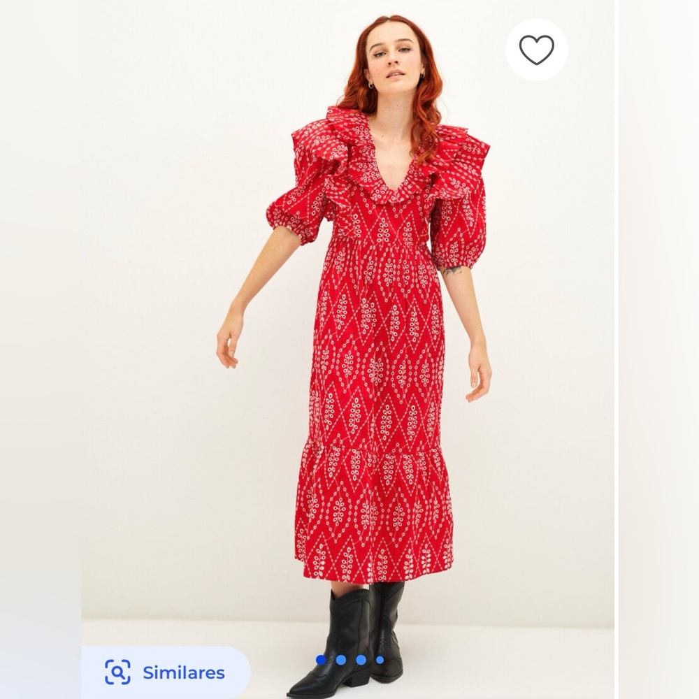 ZARA RED PATTERNED DRESS